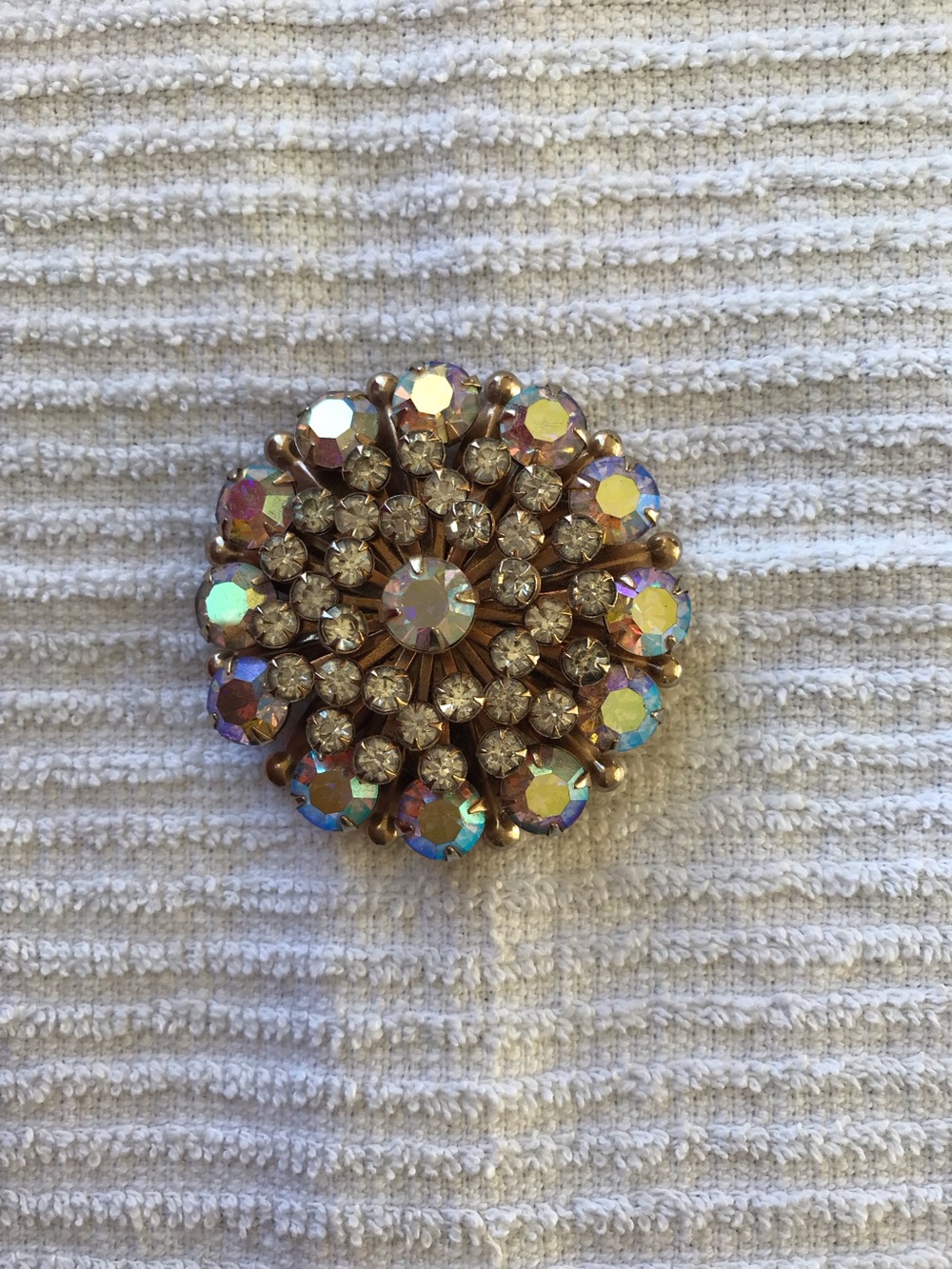 Aurora Crystal Cluster Brooch - Gold-Tone